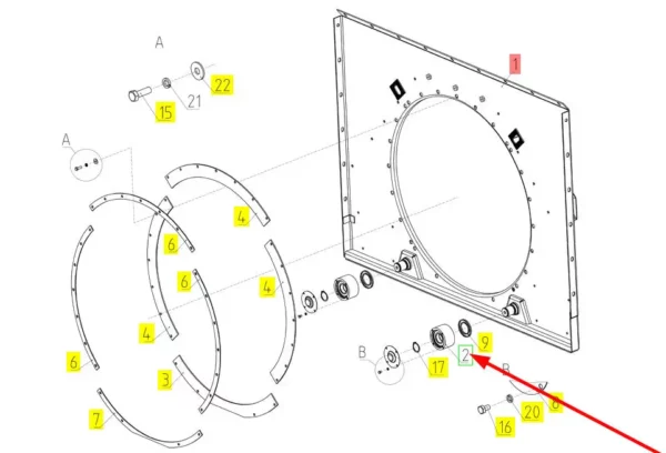 Oryginalna rolka o numerze katalogowym 101017386, stosowana w kombajnach zbożowych marki Rostselmash schemat.