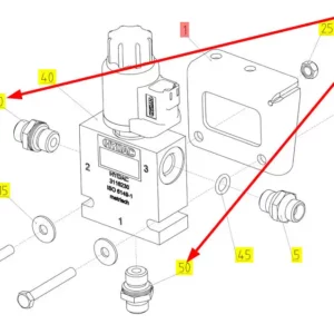 Oryginalna złączka hydrauliczna o numerze katalogowym 101020497, stosowana w kombajnach zbożowych marki Rostselmash schemat.