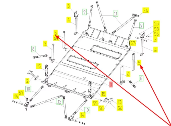 Oryginalny element mocujący o numerze katalogowym 101075346, stosowany w kombajnach zbożowych marki Rostselmash schemat.