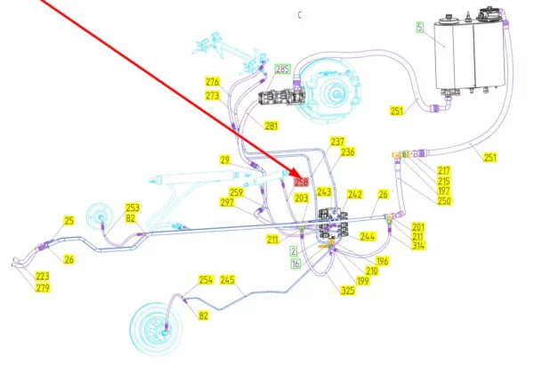 Oryginalny przewód hydrauliczny o numerze katalogowym 101093478, stosowany w kombajnach zbożowych marki Rostselmash schemat.