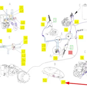 Oryginalna złączka hydrauliczna o numerze katalogowym 101210216, stosowana w kombajanach zbożowych marki Rostselmash schemat.
