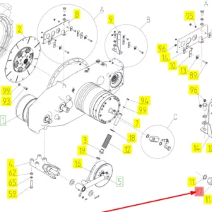 Oryginalne złącze przelotowe o numerze katalogowym 101225264, stosowane w kombajnach zbożowych marki Rostselmash schemat.
