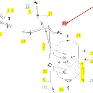 Oryginalny wąż zbiornika powietrza o numerze katalogowym 101226684, stosowany w kombajnach zbożowych marki Rostselmash schemat.