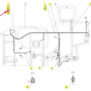 Oryginalna wiązka elektryczna alarmu układu omłotu o numerze katalogowym 101256018, stosowana w kombajnach zbożowych marki Rostselmash schemat.