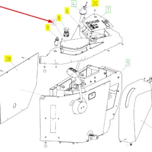 Oryginalny panel sterujący kabiny o numerze katalogowym 101270697, stosowany w kombajnach zbożowych marki Rostselmash schemat.