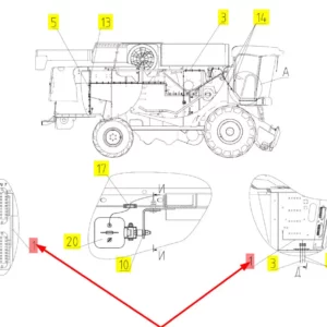 Oryginalna wiązka elektryczna o numerze katalogowym 101278286, stosowana w kombajnach zbożowych marki Rostselmash schemat.