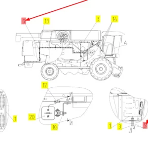 Oryginalna wiązka elektryczna lampy o numerze katalogowym 101278606, stosowana w kombajnach zbożowych marki Rostselmash schemat.