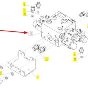 Oryginalny blok hydrauliczny o numerze katalogowym 101278957, stosowany w kombajnach zbożowych marki Rostselmash. schemat