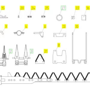 Oryginalna główka kosy o numerze katalogowym 101279643, stosowana w hederach zbożowych marki Rostselmash schemat