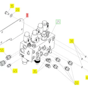 Oryginalne złącze hydrauliczne o numerze katalogowym 101280389, stosowane w kombajnach zbożowych marki Rostselmash schemat.