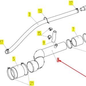 Oryginalny przewód powietrzao numerze katalogowym 101344049, stosowany w kombajnach zbożowych marki Rotselmash schemat.