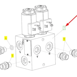 Oryginalny blok hydrauliczny o numerze katalogowym 101372380, stosowany w kombajnach zbożowych marki Rostselmash schemat.