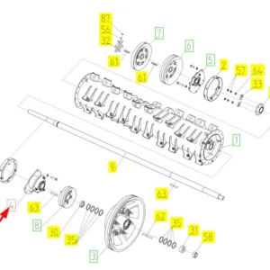 Oryginalne łożysko z obudową o numerze katalogowym 101377399, stosowane w kombajnach zbożowych marki Rostselmash schemat.