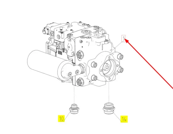 Oryginalna pompa hydrauliczna o numerze katalogowym 101389152, stosowana w kombajnach zbożowych marki Rostselmash schemat.