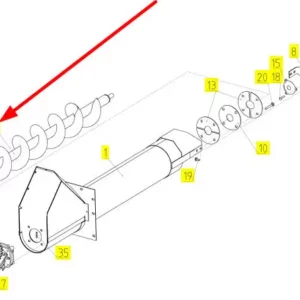 Oryginalny ślimak zbiornika ziarna załadowczy o numerze katalogowym 101392725, stosowany w kombajnach zbożowych marki Rostselmash.