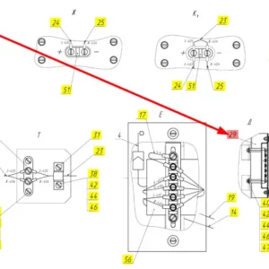 Oryginalna pokrywa połączeń przewodów elektrycznych o numerze katalogowym 101402399, stosowana w kombajnach zbożowych marki Rostselmash schemat