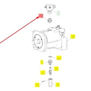 Oryginalna złączka hydrauliczna o numerze katalogowym 101420705, stosowana w kombajnach zbożowych marki Rostselmash schemat.