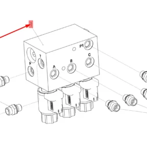 Oryginalny blok hydrauliczny o numerze katalogowym 101570795, stosowany w kombajnach zbożowych marki Rostselmash schemat.