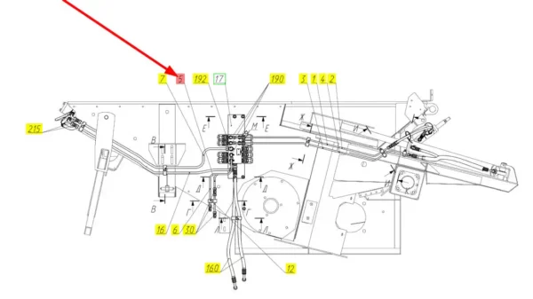 Oryginalny przewód hydrauliczny o numerze katalogowym 101625834, stosowany w kombajnach zbożowych marki Rostselmash schemat.