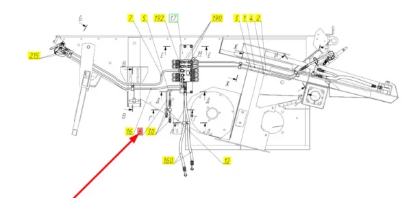 Oryginalny przewód hydrauliczny o numerze katalogowym 101625876, stosowany w kombajnach zbożowych marki Rostselmash schemat.