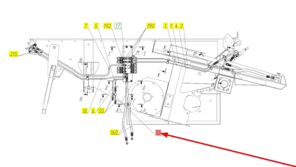 Oryginalny przewód hydrauliczny o numerze katalogowym 101626301, stosowany w kombajnach zbożowych marki Rostselmash schemat.