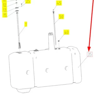 Oryginalny zbiornik paliwa o numerze katalogowym 101658323, stosowany w kombajnach zbożowych marki Rostselmash- schemat.