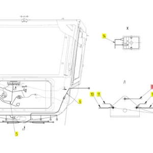 Oryginalna wiązka elektryczna dachu o numerze katalogowym 101686405, stosowana w kombajnach zbożowych marki Rostselmash schemat.
