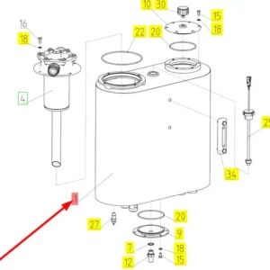 Oryginalny zbiornik oleju hydraulicznego o numerze katalogowym 101689176, stosowany w kombajnach zbożowych marki Rostselmash schemat.