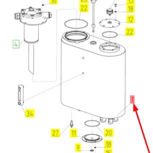 Oryginalny zbiornik oleju hydraulicznego o numerze katalogowym 101690415, stosowany w kombajnach zbożowych marki Rostselmash schemat.