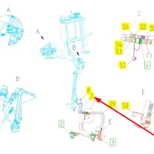 Oryginalny przewód hydrauliczny o numerze katalogowym 101781106, stosowana w kombajnach zbożowych marki Rostselmash schemat.