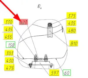 Oryginalny bezpiecznik MEGA 125A 32V o numerze katalogowym 101824531, stosowany w kombajnach zbożowych marki Rostselmash schemat
