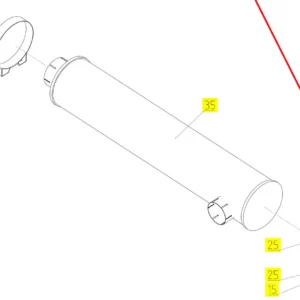 Oryginalna obejma tłumika wydechowego o numerze katalogowym 101832478, stosowana w kombajnach zbożowych marki Rostselmash schemat.