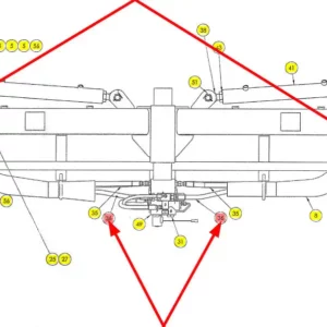 Oryginalny wąż wysokociśnieniowy o numerze katalogowym 101839027, stosowany w kombajnach zbożowych marki Rostselmash schemat.