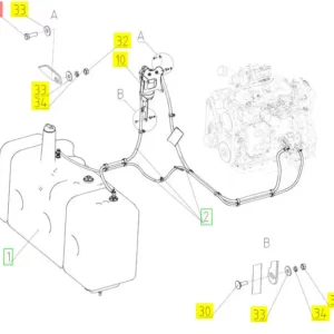 Oryginalna śruba M8 x 25 o numerze katalogowym 101863325, stosowana w kombajnach zbożowych i hederach marki Rostselmash- schemat.