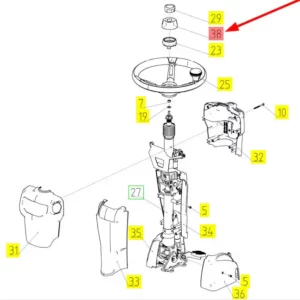 Oryginalne pokrętło kierownicy o numerze katalogowym 101864926, stosowwane w kombajnach zbożowych marki Rostselmash- schemat.