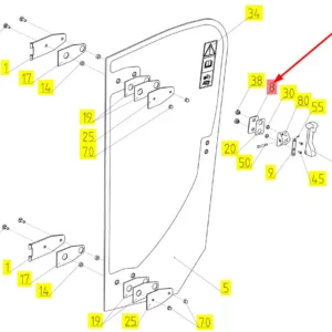 Oryginalna podkładka klamki drzwi o numerze katalogowym 101866232, stosowana w kombajnach zbożowych marki Rostselmash schemat.