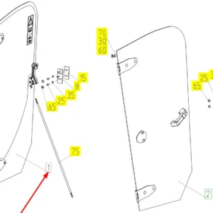 Oryginalne drzwi prawe o numerze katalogowym 101866236, stosowane w kombajnach zbożowych marki Rostselmash schemat.