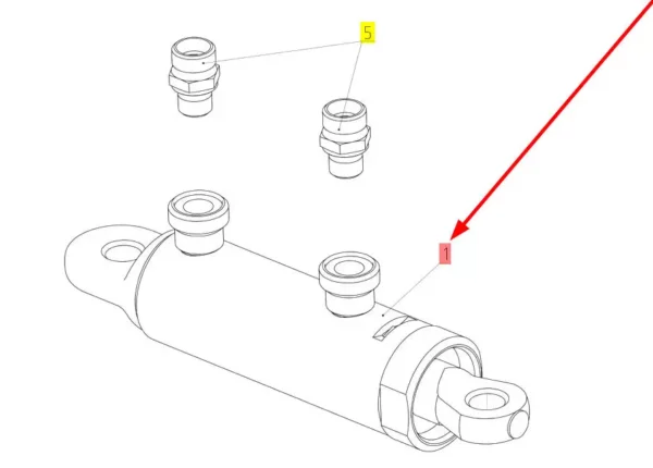 Oryginalny siłownik hydrauliczny o numerze katalogowym 101881229, stosowany w kombajnach zbożowych marki Rostselmash. schemat