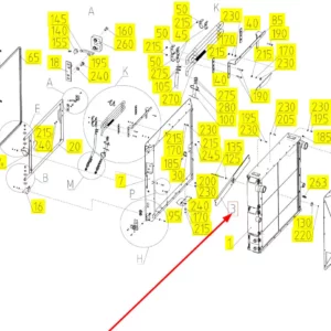 Oryginalna łopatka wentylatora o numerze katalogowym 101893496, stosowana w kombajnach zbożowych marki Rostselmash schemat.