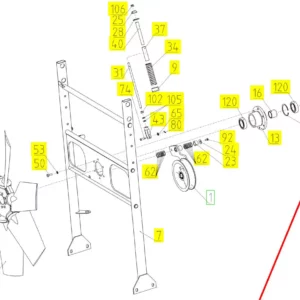 Oryginalny wałek koła pasowego wentylatora o numerze katalogowym 101903210, stosowany w kombajnach zbożowych marki Rostselmash schemat.
