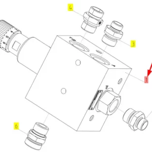 Oryginalny blok hydrauliczny o numerze katalogowym 101914885, stosowany w kombajnach zbożowych marki Rostselmash schemat.