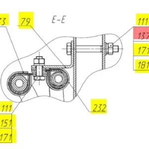 Oryginalna śruba M8 x 60 o numerze katalogowym 101921009, stosowana w kombajanch zbożowych marki Rostselmash- schemat.