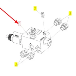 Oryginalny blok hydrauliczny o numerze katalogowym 101951069, stosowany w kombajnach zbożowych marki Rostselmash schemat.