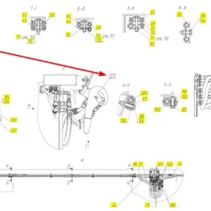 Oryginalne złącze hydrauliczne o numerze katalogowym 101953267, stosowane w hederach zbożowych marki Rostselmash. Schemat
