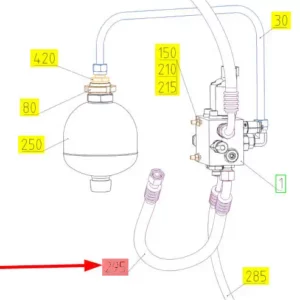 Oryginalny wąż gumowy hydrauliczny o numerze katalogowym 101956954, stosowany w kombajnach zbożowych marki Rostselmmash- schemat.