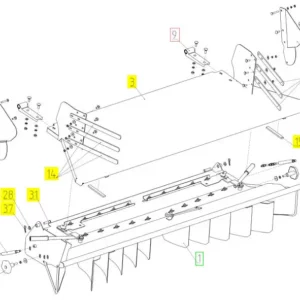 Oryginalna blacha regulująca szerokość pokosu o numerze katalogowym 101999217, stosowana w kombajnach zbożowych marki Rostselmash schemat.