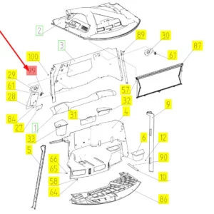 Oryginalny wkręt M4 x 20 4.8 o numerze katalogowym 102031671, stosowany w kombajnach zbożowych marki Rostselmash schemat.
