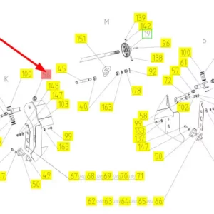 Oryginalna nakrętka mocowania podajnika pochyłego o numerze katalogowym 102050555, stosowana w kombajnach zbożowych marki Rostselmash schemat