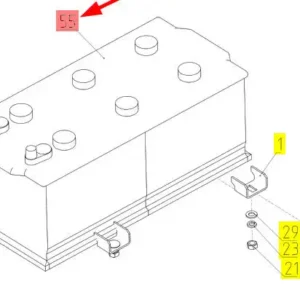 Oryginalny akumulator o numerze katalogowym 102051653, stosowany w kombajnach zbożowych marki Rostselmash- schemat.
