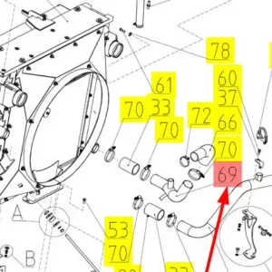 Oryginalna rura gumowa z dwójnikiem o numerze katalgoowym 102336148, stosowana w kombajnach zbożowych marki Rostselmash- schemat.